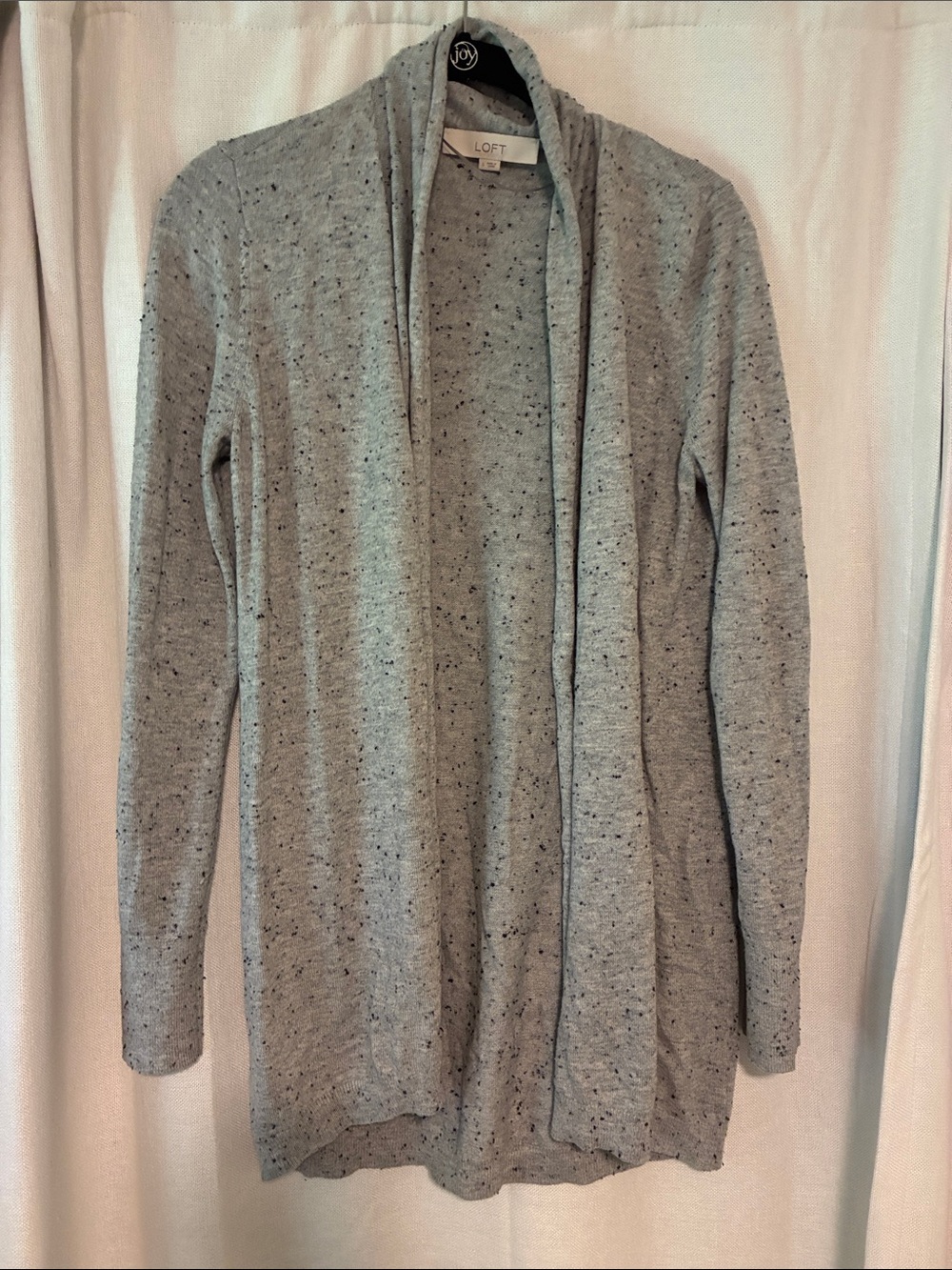 LOFT Gray Speckled Open-Front Cardigan
